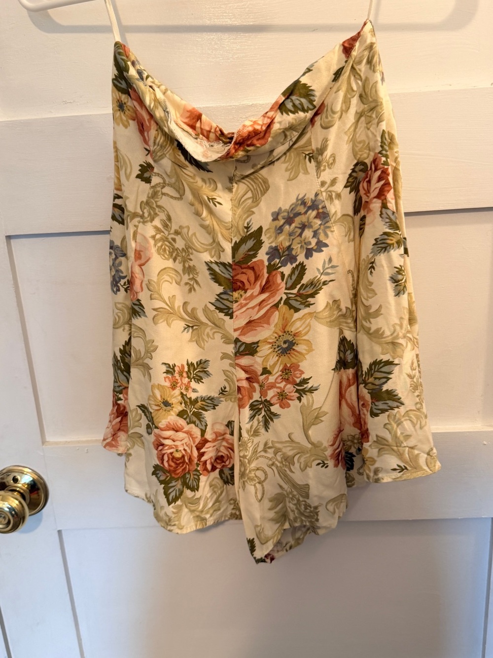 Wrapper Floral Cowl Neck Camisole in Cream, Pink & Green